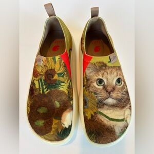UIN Women's Cat Print Slip-On Shoes - Multicolor